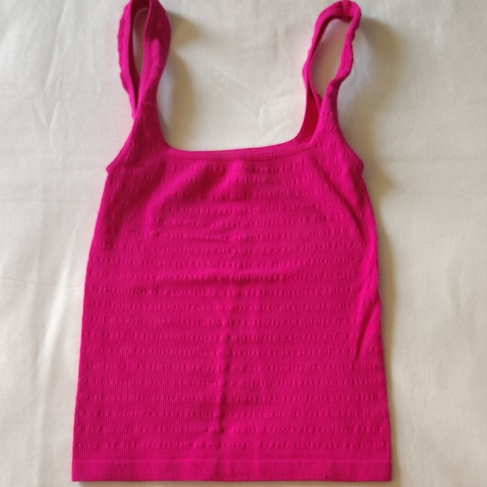 Free People Hot Pink Ribbed Tank Size XS/S EUC